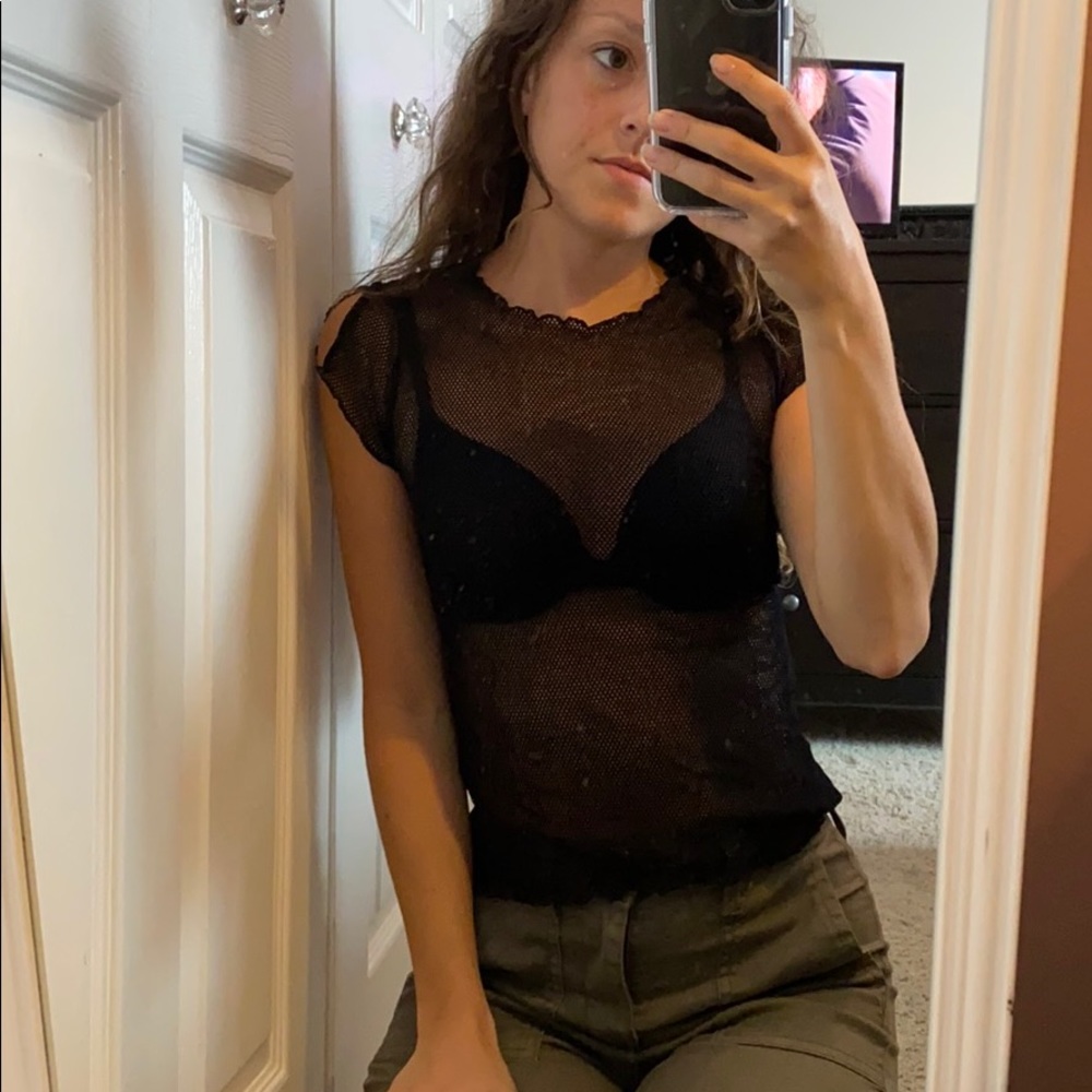 Black stretchy fishnet top